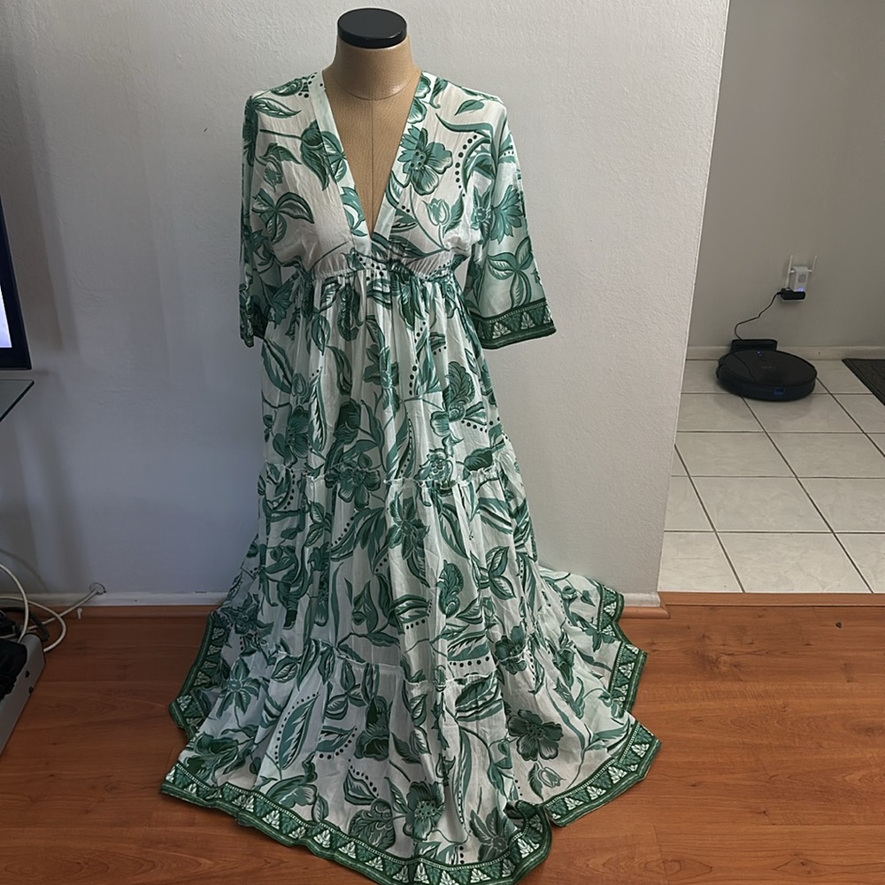 Haute Hippie Floral Tie Back Tunic Cover-Up Dress